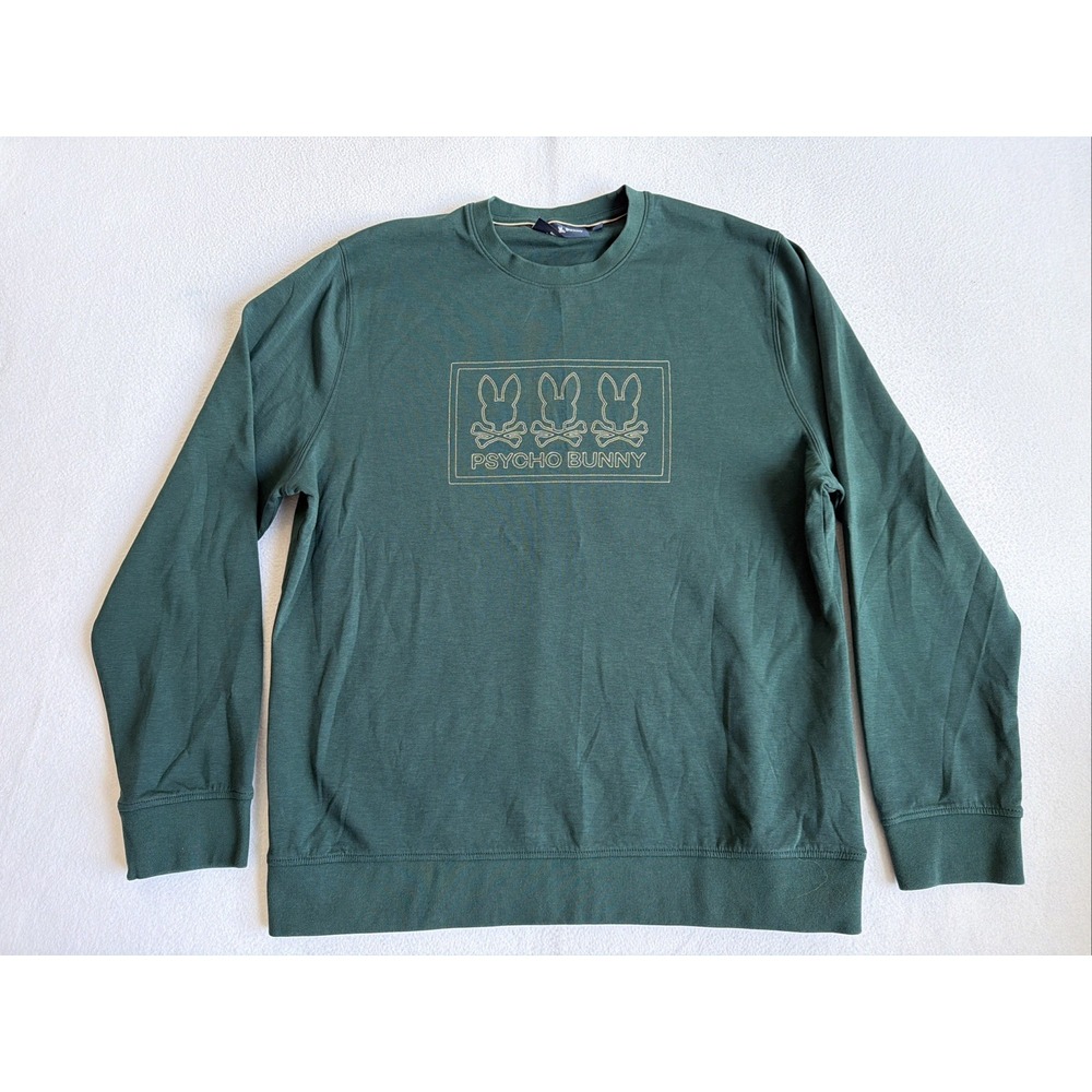 Psycho Bunny Mens Tacoma Heavy Stitching Modal Pullover Sweatshirt Green XL